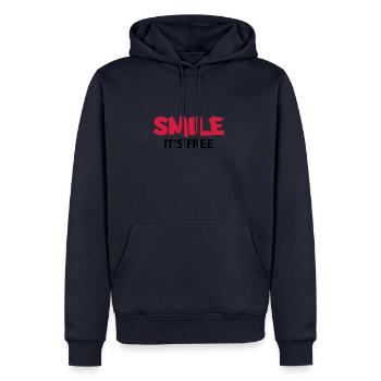 Smile It's free - Männer Premium Bio Hoodie - Navy - Vorne - Nico (187cm)