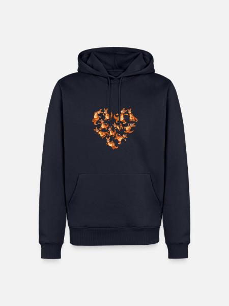 Herz Kängurus - Männer Premium Bio Hoodie - Navy