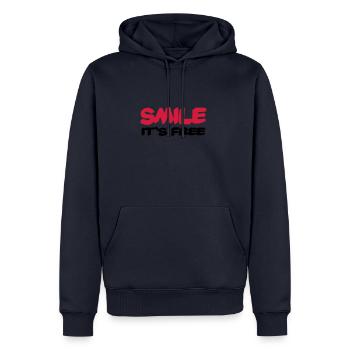 Smile It's free - Männer Premium Bio Hoodie - Navy - Vorne - Nico (187cm)