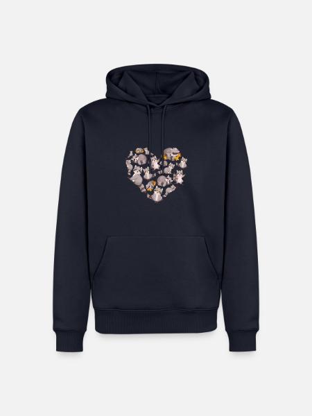 Herz Waschbär - Männer Premium Bio Hoodie - Navy