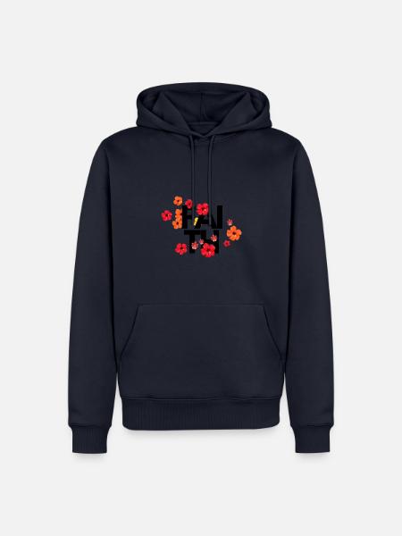 Rote Blumenköpfe Faith Design - Männer Premium Bio Hoodie - Navy