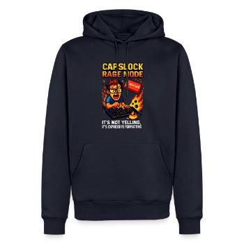 Capslock Rage Mode - Men’s Premium Organic Hoodie - navy - Front - Nico (187cm)