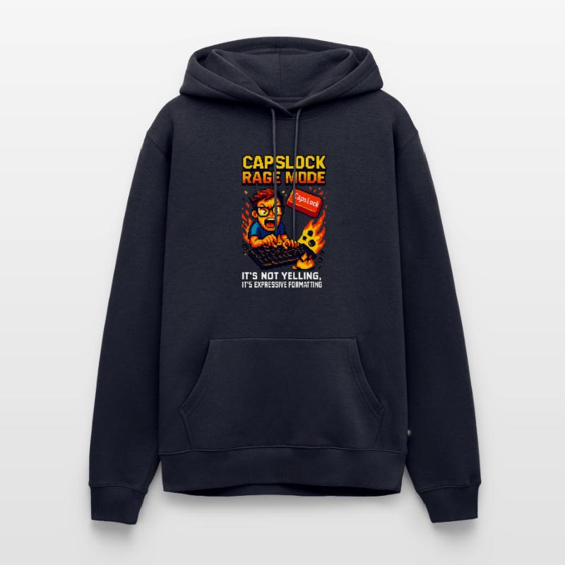 Capslock Rage Mode – Wütender Pixel-Nerd Männer Premium Bio Hoodie