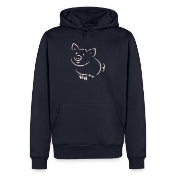 Glücks Schwein, Rosa Glücksschweinchen - Männer Premium Bio Hoodie - Navy - Vorne - Nico (187cm)