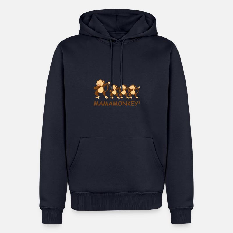 Schwanger werdene Mutter Drillinge Affe - Männer Premium Bio Hoodie - Navy