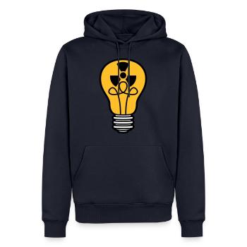 atome énergie signe symbole radioactif ampoule - Sweat à capuche Premium bio Homme - bleu marine - Devant - Nico (187cm)