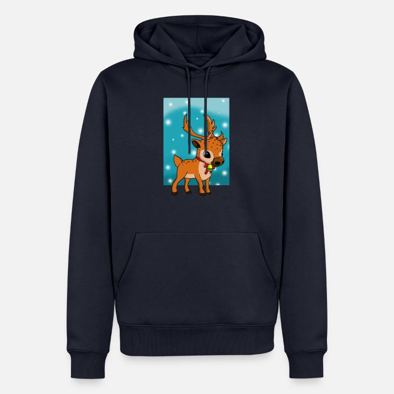 Renne de Noël - Sweat à capuche Premium bio Homme - bleu marine