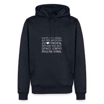 Liebe = Ärgern! - Freund-in Verlobte-r Ehemann - Männer Premium Bio Hoodie - Navy - Vorne - Nico (187cm)