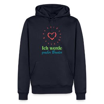 Ich werde großer Bruder mit einer Schwester - Männer Premium Bio Hoodie - Navy - Vorne - Nico (187cm)