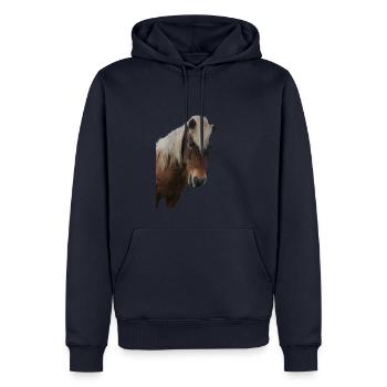 Chevaux T-shirt Cadeau Cavalier - Sweat à capuche Premium bio Homme - bleu marine - Devant - Nico (187cm)