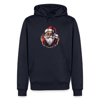 Père Noël - Sweat à capuche Premium bio Homme - bleu marine - Devant - Nico (187cm)