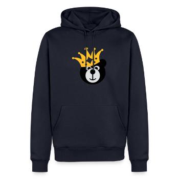 BEAR avec KRONE - Sweat à capuche Premium bio Homme - bleu marine - Devant - Nico (187cm)