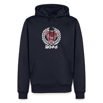 Panthère carrée - Sweat à capuche Premium bio Homme - bleu marine - Devant - Nico (187cm)