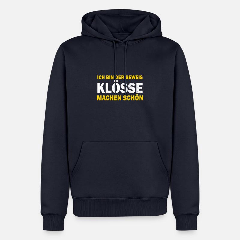 Cuisine allemande, boulettes, Thuringe, dialecte - Sweat à capuche Premium bio Homme - bleu marine