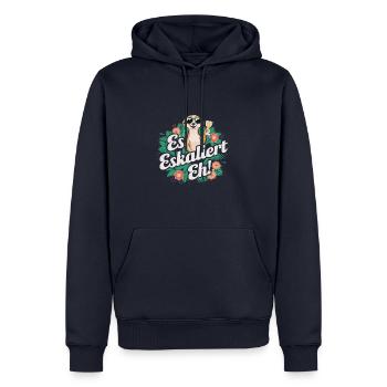 De toute façon, ça s'intensifie de toute façon, l'alcool de fête suricate dit - Sweat à capuche Premium bio Homme - bleu marine - Devant - Nico (187cm)
