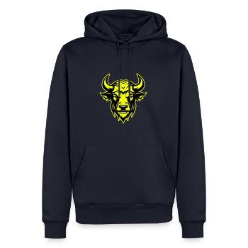 Portrait de tête de taureau symbole animal taureau - Sweat à capuche Premium bio Homme - bleu marine - Devant - Nico (187cm)