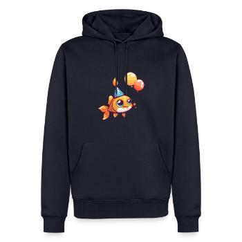Poisson rouge anniversaire bébé - Sweat à capuche Premium bio Homme - bleu marine - Devant - Nico (187cm)