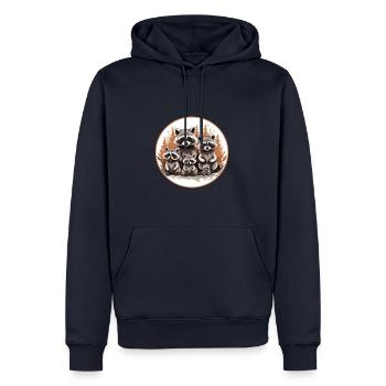 Jolie famille de ratons laveurs en vêtements d’extérieur - Sweat à capuche Premium bio Homme - bleu marine - Devant - Nico (187cm)
