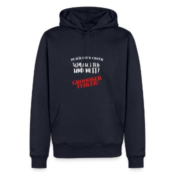 Schlau lieb und nett Groooßer Fehler - Männer Premium Bio Hoodie - Navy - Vorne - Nico (187cm)