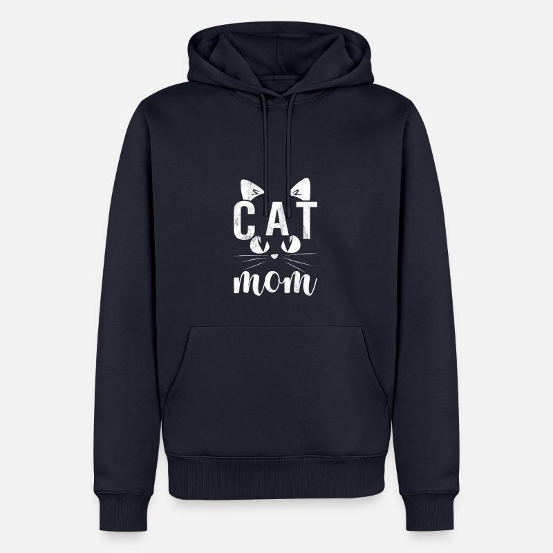 Cat Mom - Design - Männer Premium Bio Hoodie - Navy