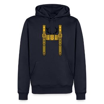 Lederhose Bayern Wiesn Hirsch - Männer Premium Bio Hoodie - Navy - Vorne - Nico (187cm)