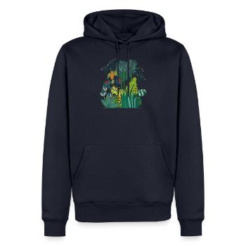 La jungle de Rousseau - Sweat à capuche Premium bio Homme - bleu marine - Devant - Nico (187cm)