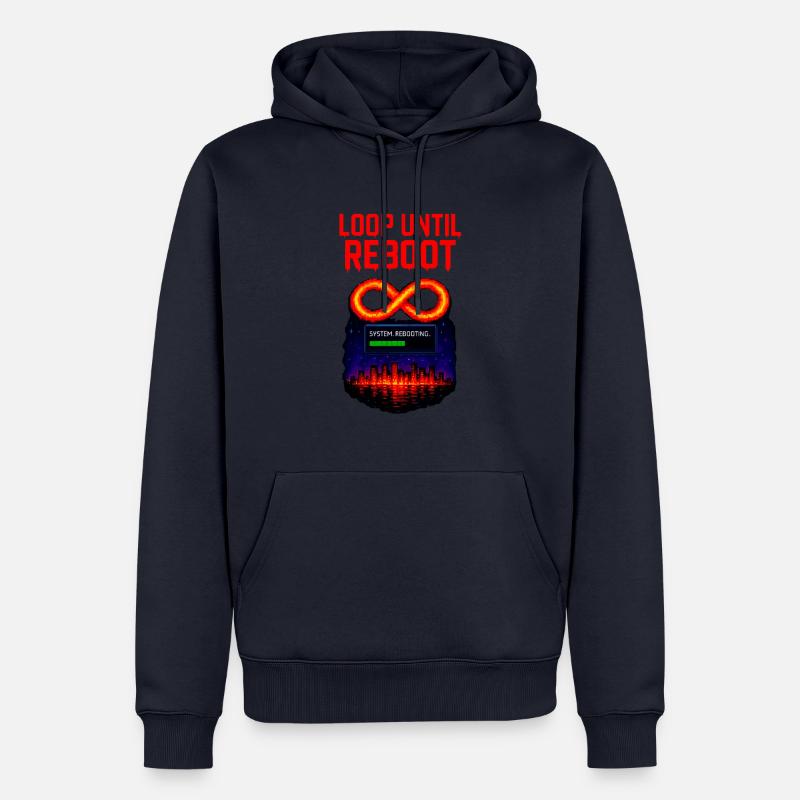 Loop Until Reboot – Pixel Shirt - Männer Premium Bio Hoodie - Navy