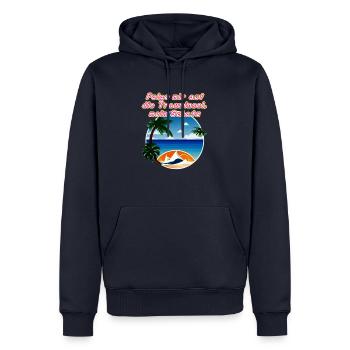 Einladung zum Besuch auf der Trauminsel - Männer Premium Bio Hoodie - Navy - Vorne - Nico (187cm)