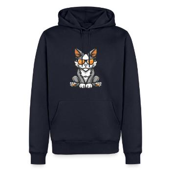 Katze Cool Comic - Männer Premium Bio Hoodie - Navy - Vorne - Nico (187cm)