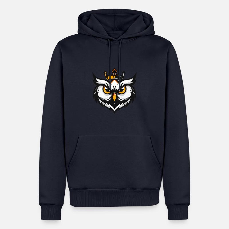 Eule Kopf Krone - Männer Premium Bio Hoodie - Navy