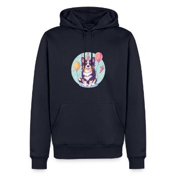 Border Collie Chiens Anniversaire Bébé - Sweat à capuche Premium bio Homme - bleu marine - Devant - Nico (187cm)