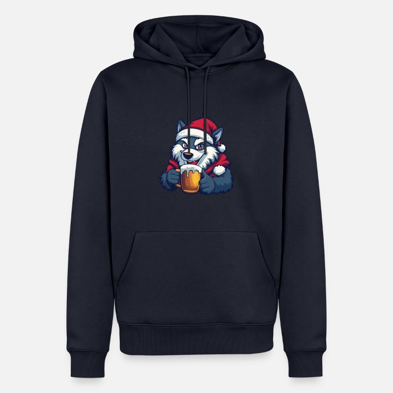 Bière Wolf Noël Noël - Sweat à capuche Premium bio Homme - bleu marine