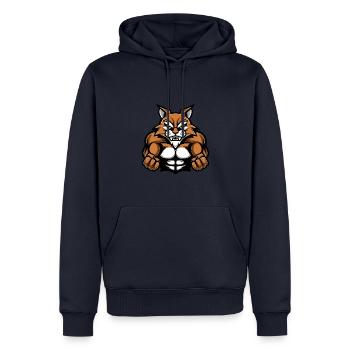 Katze Muskeln Workout - Männer Premium Bio Hoodie - Navy - Vorne - Nico (187cm)