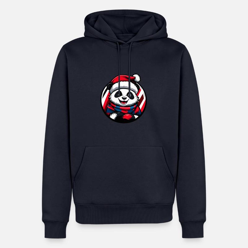 Panda Noël Noël - Sweat à capuche Premium bio Homme - bleu marine