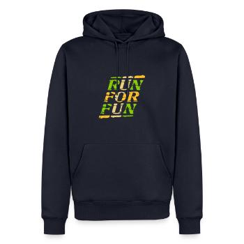 run for fun - Männer Premium Bio Hoodie - Navy - Vorne - Nico (187cm)