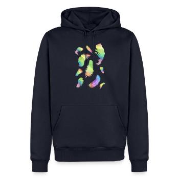 Feathers Rainbow vintage style gift idea - Men’s Premium Organic Hoodie - navy - Front - Nico (187cm)
