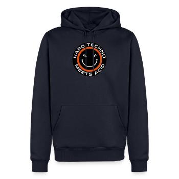 Hard techno meets acid - Men’s Premium Organic Hoodie - navy - Front - Nico (187cm)