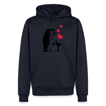 Pingouin papa / maman - bébé - Sweat à capuche Premium bio Homme - bleu marine - Devant - Nico (187cm)