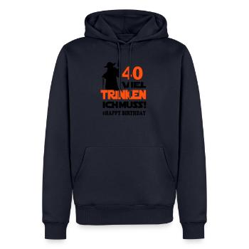 Geburtstag Happy Birthday Sprüche Lustig Jahre 40 - Männer Premium Bio Hoodie - Navy - Vorne - Nico (187cm)