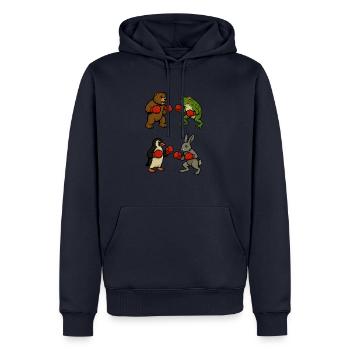 Bär Frosch Pinguin Hase Boxen Boxkampf Ring Kampf - Männer Premium Bio Hoodie - Navy - Vorne - Nico (187cm)