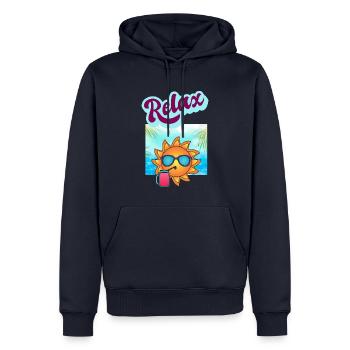 DETENTE RELAXATION - Sweat à capuche Premium bio Homme - bleu marine - Devant - Nico (187cm)