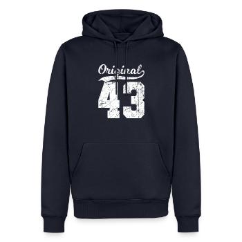 43 Original 81 Ans Homme Femme Anniversaire - Sweat à capuche Premium bio Homme - bleu marine - Devant - Nico (187cm)