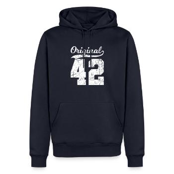 42 Original 82 Ans Homme Femme Anniversaire - Sweat à capuche Premium bio Homme - bleu marine - Devant - Nico (187cm)