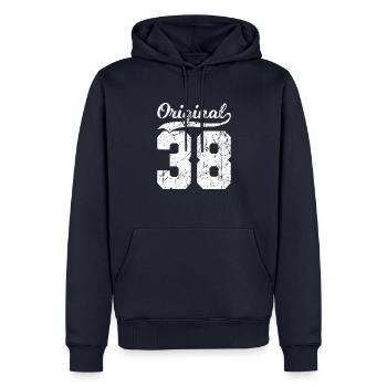 38 Original 86 Ans Homme Femme Anniversaire - Sweat à capuche Premium bio Homme - bleu marine - Devant - Nico (187cm)