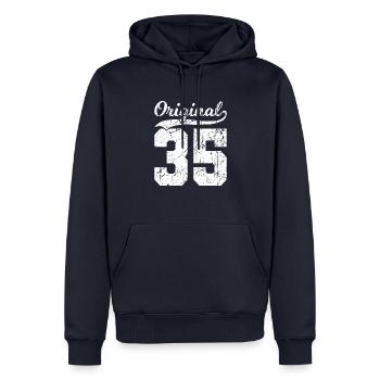 35 Original 89 ans homme femme anniversaire - Sweat à capuche Premium bio Homme - bleu marine - Devant - Nico (187cm)