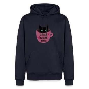Katzen, Kaffee, Kaffeetasse, Katze - Männer Premium Bio Hoodie - Navy - Vorne - Nico (187cm)