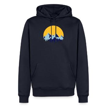 les montagnes - Sweat à capuche Premium bio Homme - bleu marine - Devant - Nico (187cm)