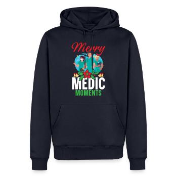 Merry Medic Moments Krankenschwester Weihnachten - Männer Premium Bio Hoodie - Navy - Vorne - Nico (187cm)