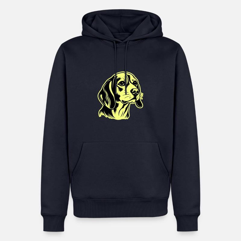 Tête de chien Beagle - Sweat à capuche Premium bio Homme - bleu marine