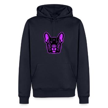 Französische Bulldogge Hund Kopf - Männer Premium Bio Hoodie - Navy - Vorne - Nico (187cm)